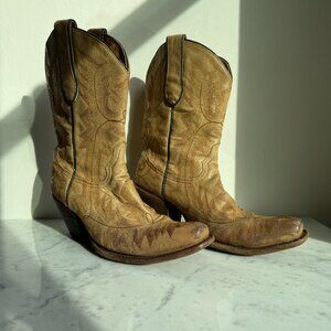 👢 Corral Tan Western Cowboy Boots Size 7.5